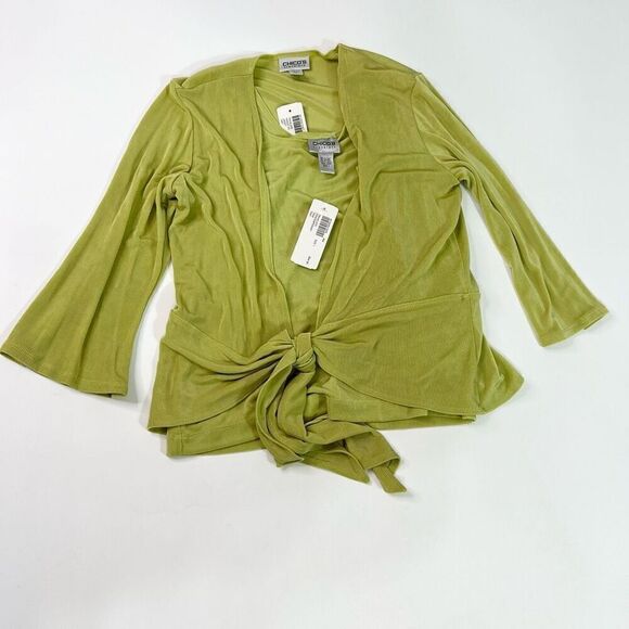Chico's Hadley Jacket Tank Top Womens Medium Tart Green 1 Set Nwt Slinky Mature - Picture 2 of 11